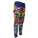 Colorful Tiger Portrait Print Men's Compression Pants