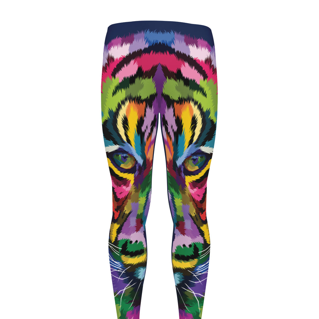 Colorful Tiger Portrait Print Men's leggings