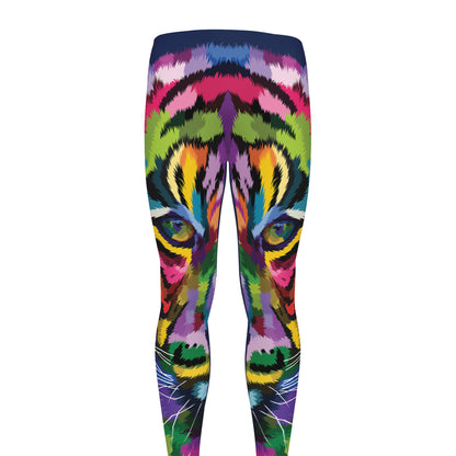 Colorful Tiger Portrait Print Men's leggings