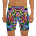 Colorful Tiger Portrait Print Men's Long Boxer Briefs