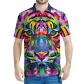 Colorful Tiger Portrait Print Men's Polo Shirt