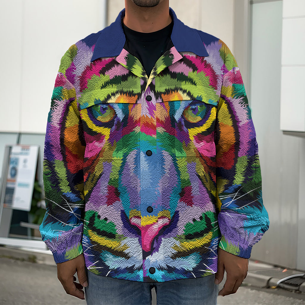 Colorful Tiger Portrait Print Men's Shirt Jacket