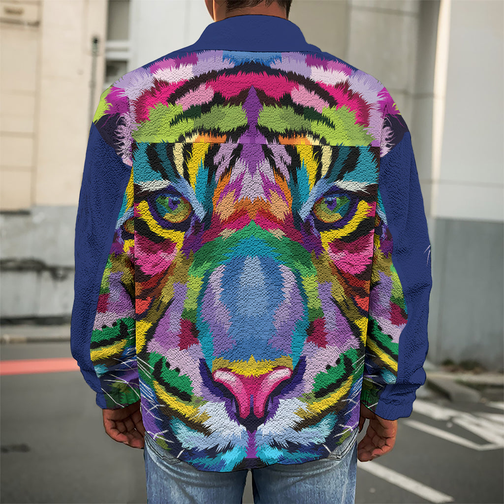Colorful Tiger Portrait Print Men's Shirt Jacket