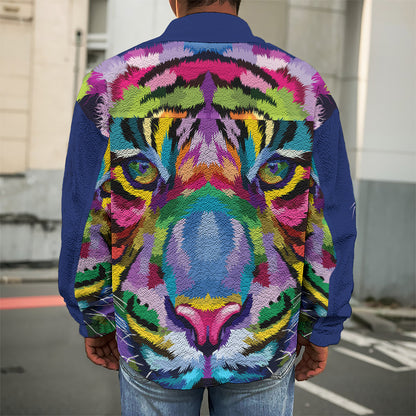Colorful Tiger Portrait Print Men's Shirt Jacket