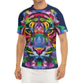 Colorful Tiger Portrait Print Men's Short Sleeve Rash Guard