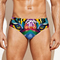 Colorful Tiger Portrait Print Men's Swim Briefs