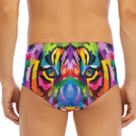 Colorful Tiger Portrait Print Men's Triangle Swim Briefs