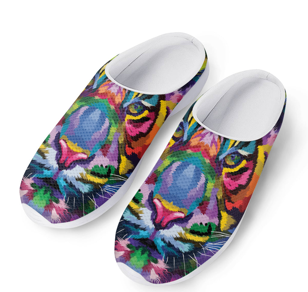 Colorful Tiger Portrait Print Mesh Casual Shoes