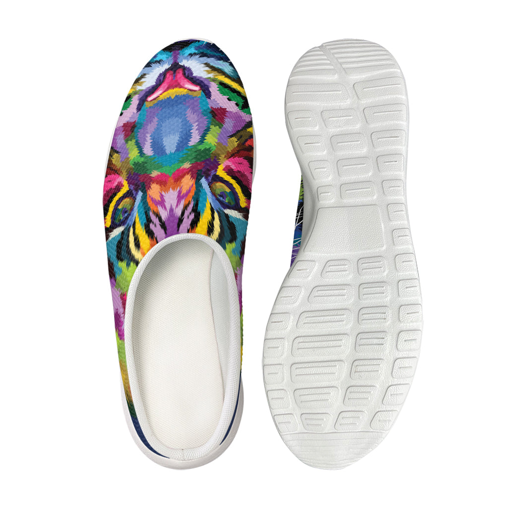 Colorful Tiger Portrait Print Mesh Casual Shoes