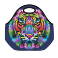 Colorful Tiger Portrait Print Neoprene Lunch Bag
