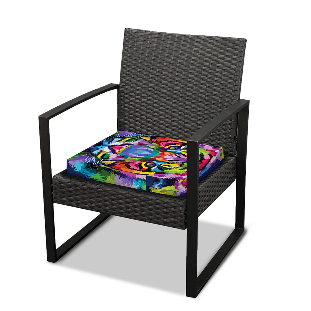 Colorful Tiger Portrait Print Outdoor Seat Cushion Cover