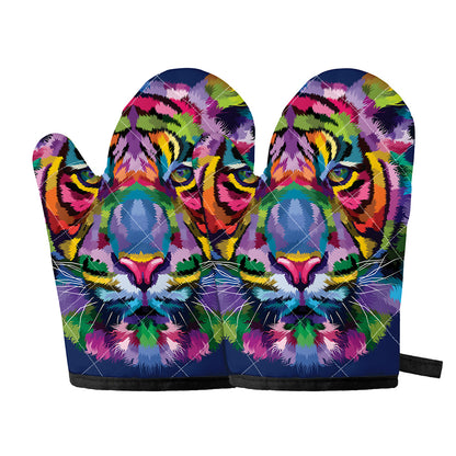 Colorful Tiger Portrait Print Oven Mitts
