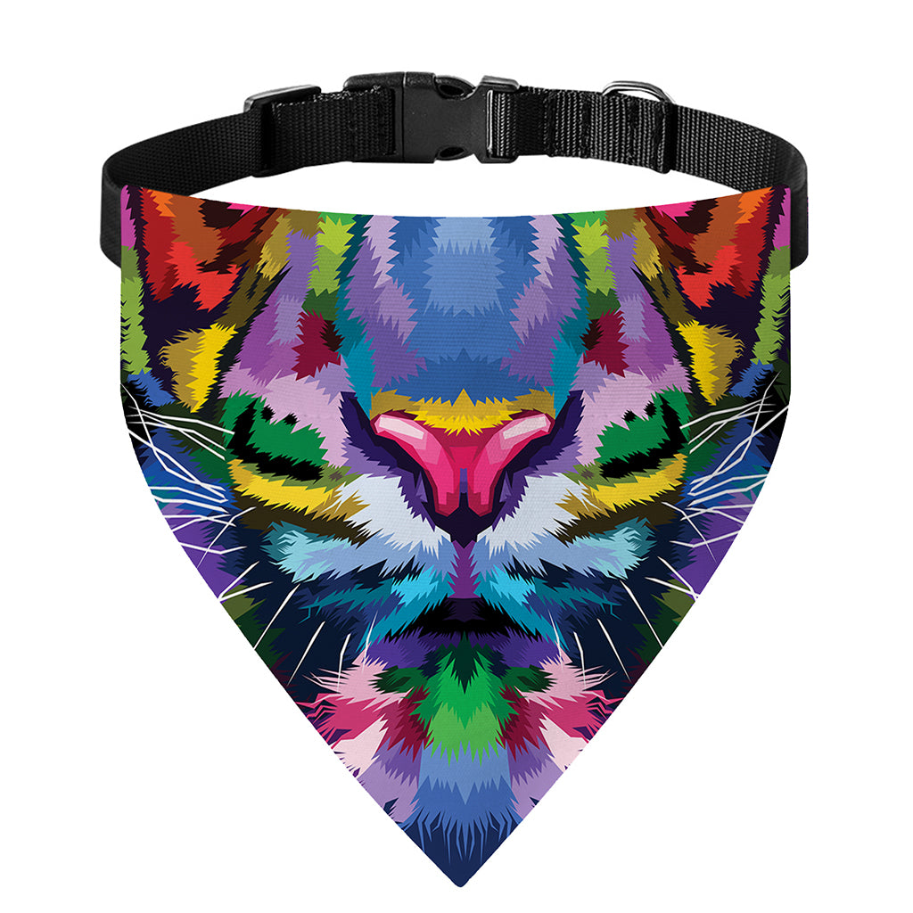 Colorful Tiger Portrait Print Over The Collar Dog Bandana