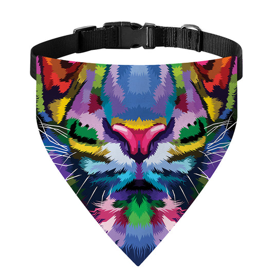 Colorful Tiger Portrait Print Over The Collar Dog Bandana