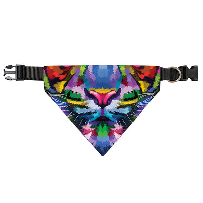 Colorful Tiger Portrait Print Over The Collar Dog Bandana
