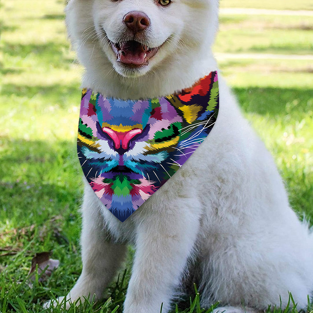 Colorful Tiger Portrait Print Over The Collar Dog Bandana