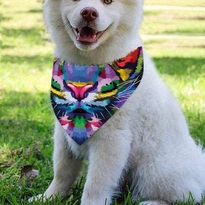 Colorful Tiger Portrait Print Over The Collar Dog Bandana