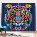 Colorful Tiger Portrait Print Pencil Pleat Curtains