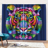 Colorful Tiger Portrait Print Pencil Pleat Curtains