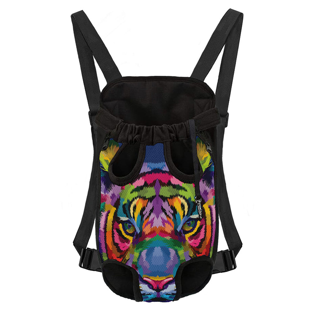 Colorful Tiger Portrait Print Pet Carrier Backpack