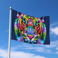 Colorful Tiger Portrait Print Polyester Flag