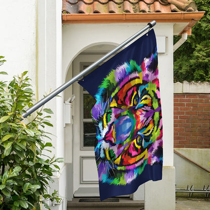 Colorful Tiger Portrait Print Polyester Flag