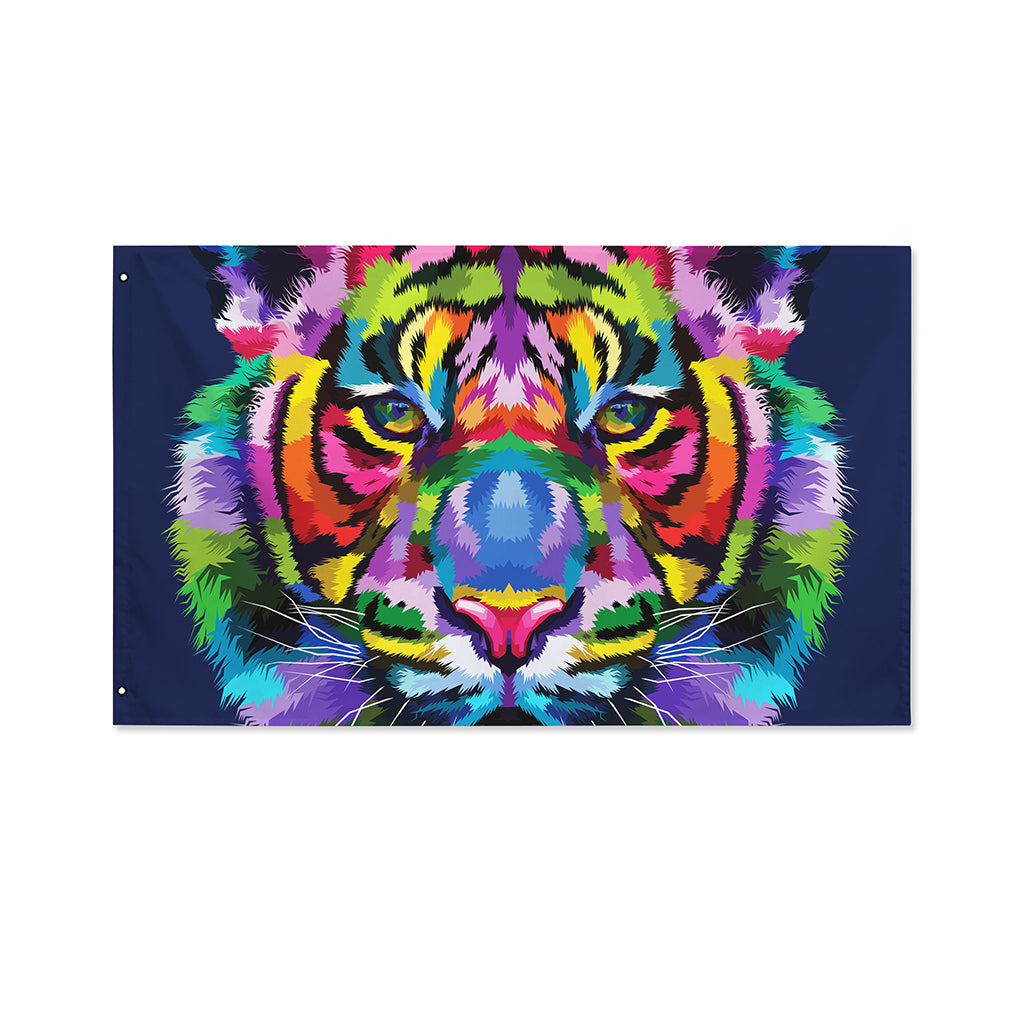Colorful Tiger Portrait Print Polyester Flag