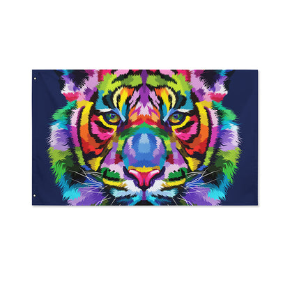 Colorful Tiger Portrait Print Polyester Flag