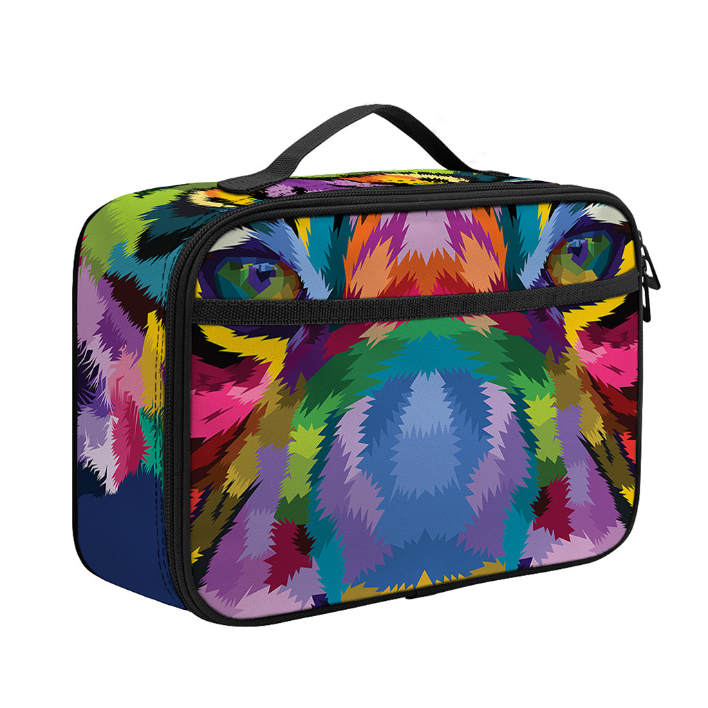 Colorful Tiger Portrait Print Portable Lunch Bag