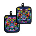 Colorful Tiger Portrait Print Pot Holders