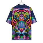 Colorful Tiger Portrait Print Rayon Hawaiian Shirt