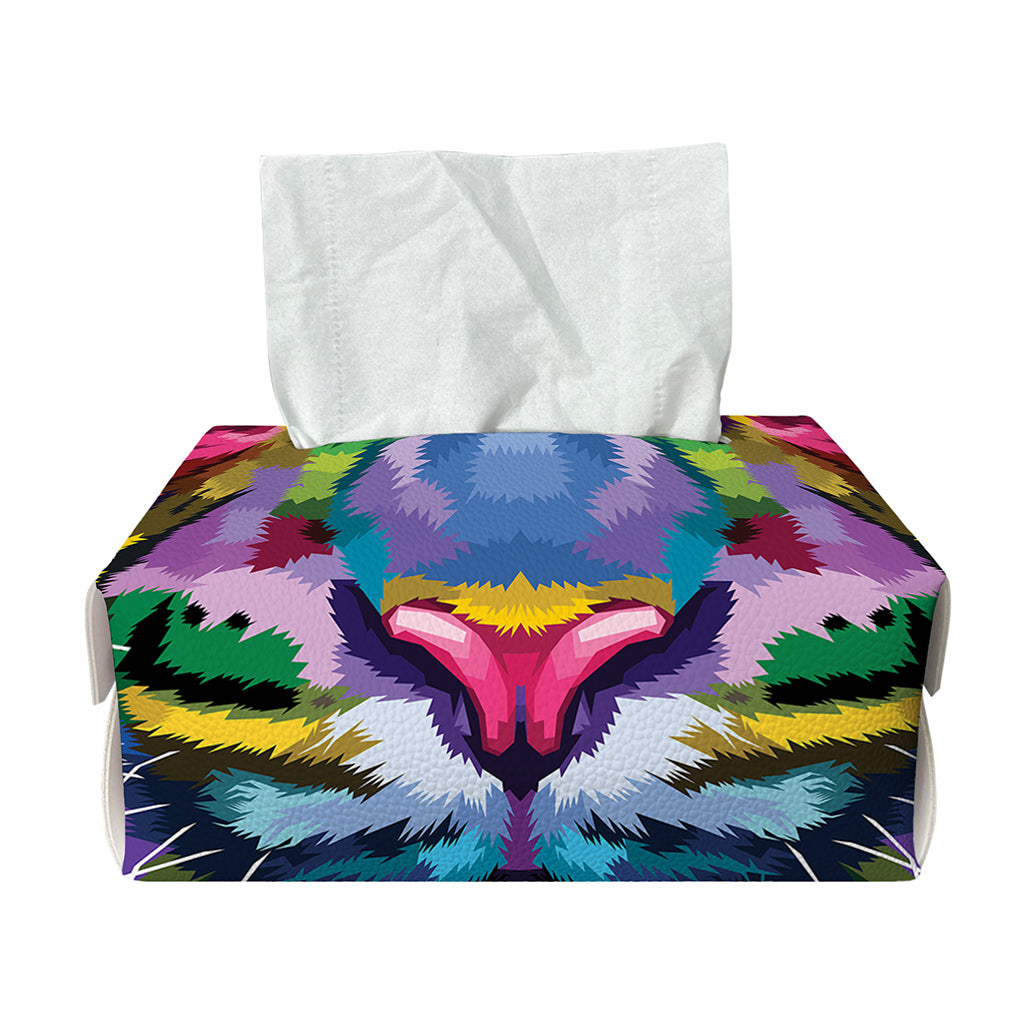 Colorful Tiger Portrait Print Rectangle Tissue Box Cover