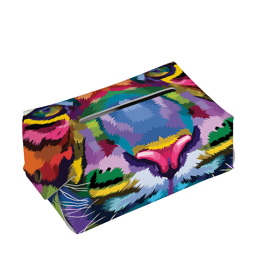 Colorful Tiger Portrait Print Rectangle Tissue Box Cover