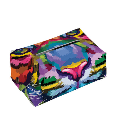 Colorful Tiger Portrait Print Rectangle Tissue Box Cover