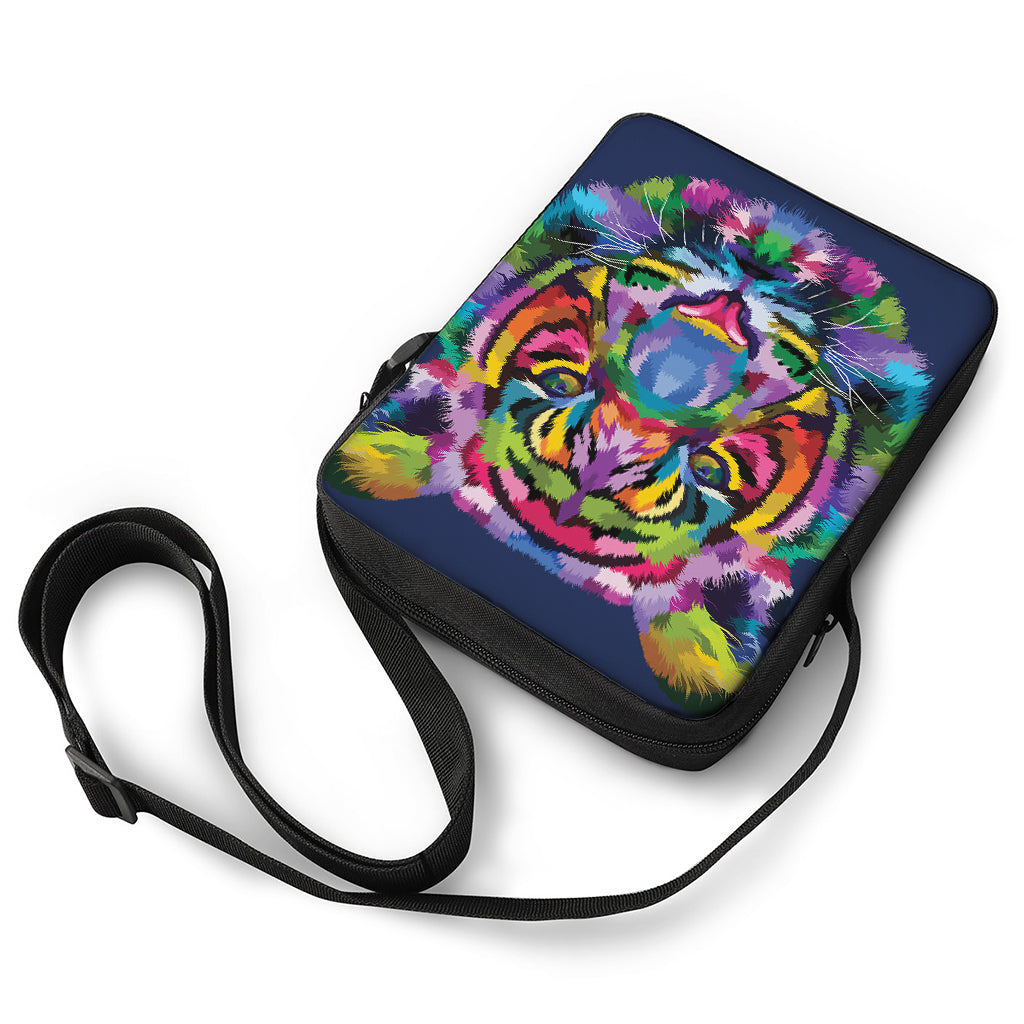 Colorful Tiger Portrait Print Rectangular Crossbody Bag