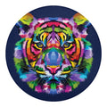 Colorful Tiger Portrait Print Round Blanket