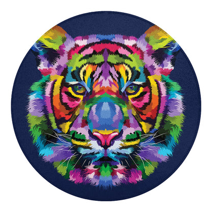Colorful Tiger Portrait Print Round Blanket