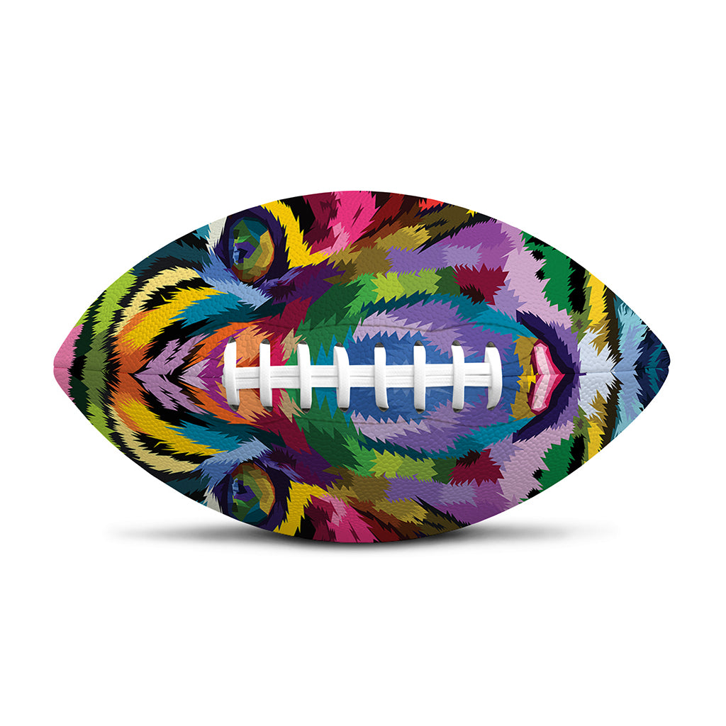 Colorful Tiger Portrait Print Rugby Ball