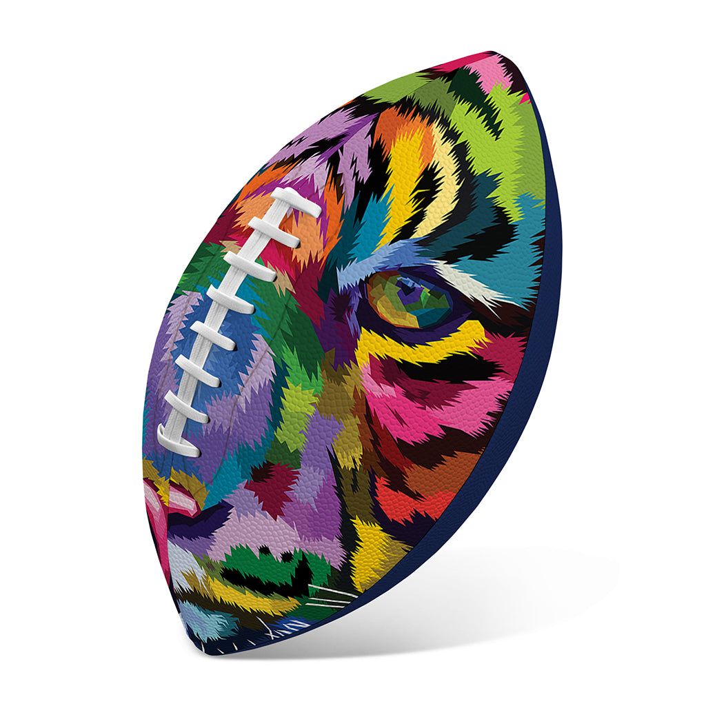 Colorful Tiger Portrait Print Rugby Ball