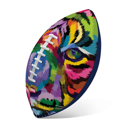 Colorful Tiger Portrait Print Rugby Ball