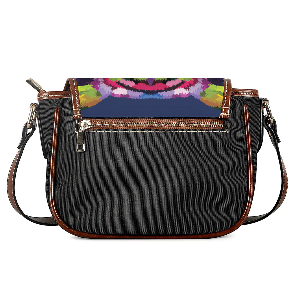 Colorful Tiger Portrait Print Saddle Bag