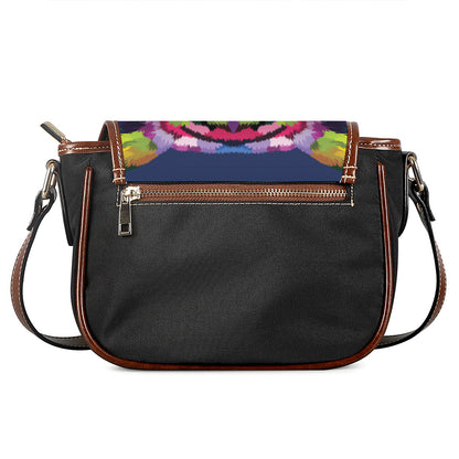 Colorful Tiger Portrait Print Saddle Bag