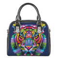 Colorful Tiger Portrait Print Shoulder Handbag