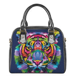 Colorful Tiger Portrait Print Shoulder Handbag