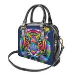 Colorful Tiger Portrait Print Shoulder Handbag