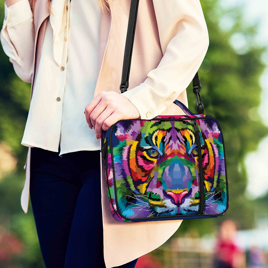 Colorful Tiger Portrait Print Shoulder Strap Bible Bag