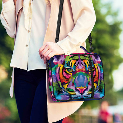 Colorful Tiger Portrait Print Shoulder Strap Bible Bag