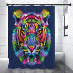 Colorful Tiger Portrait Print Shower Curtain