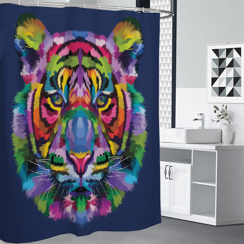 Colorful Tiger Portrait Print Shower Curtain