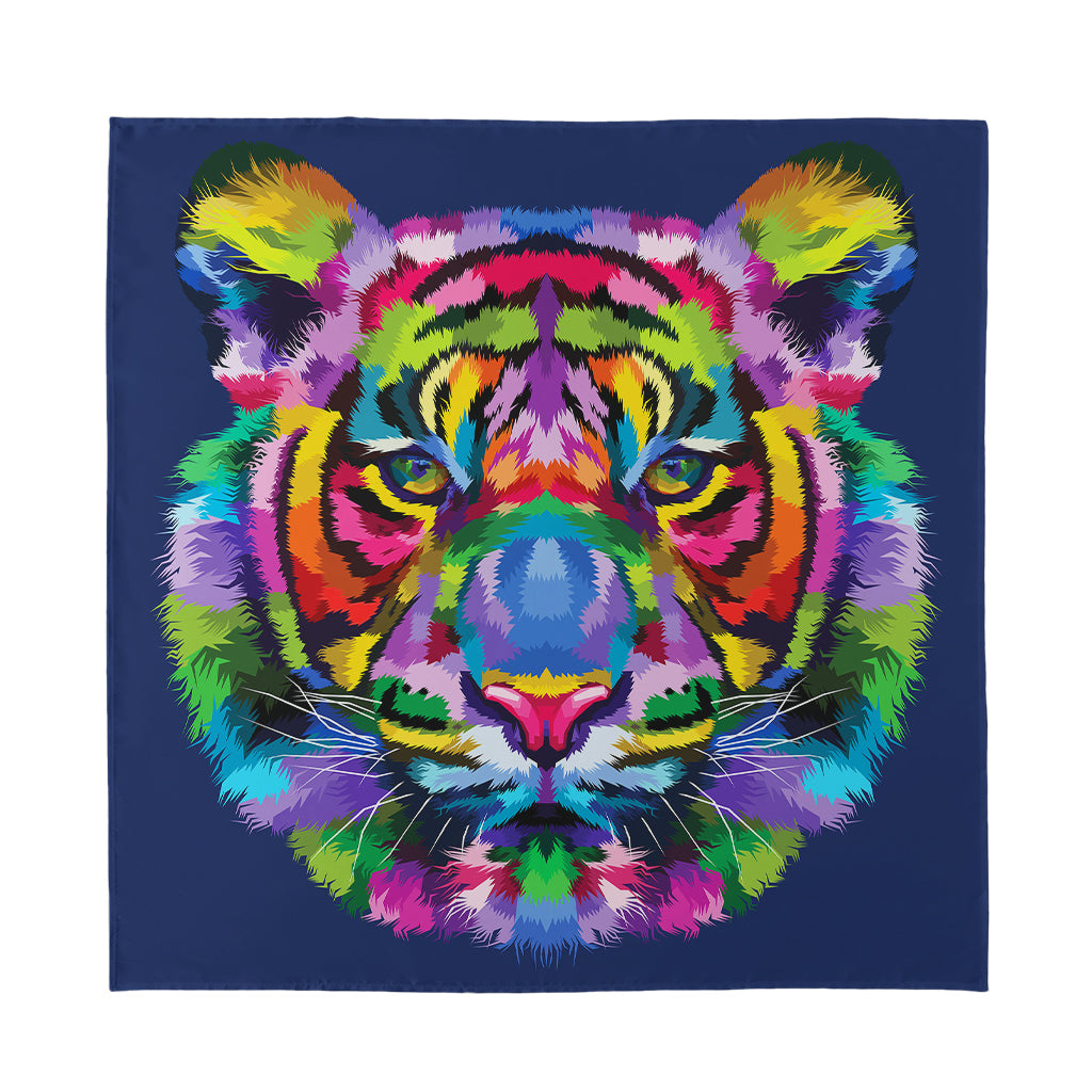 Colorful Tiger Portrait Print Silk Bandana